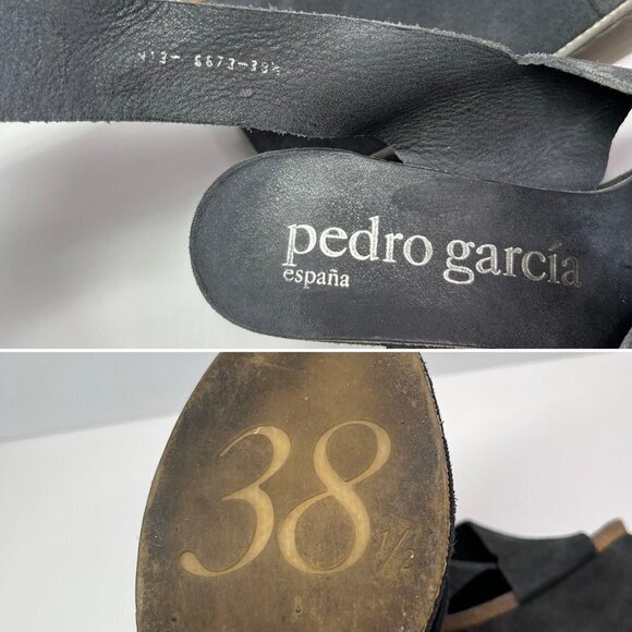 Pedro Garcia Gray Wedge platform Suede sling back sandals Size EU38.5 / 8US - Picture 10 of 11